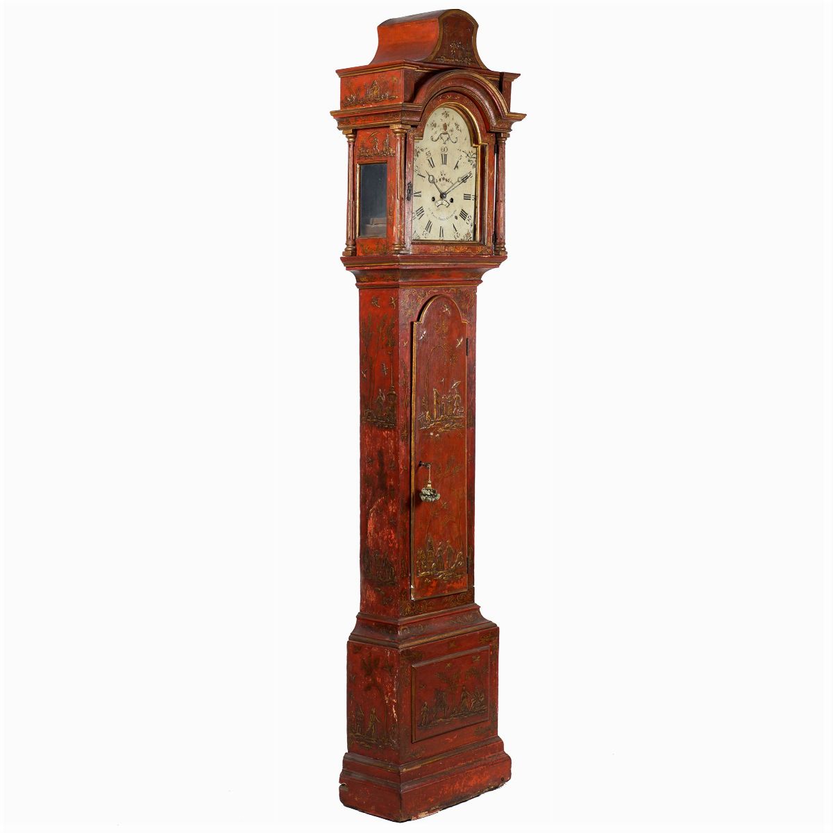 Orologio a Torre in Legno Laccato Rosso