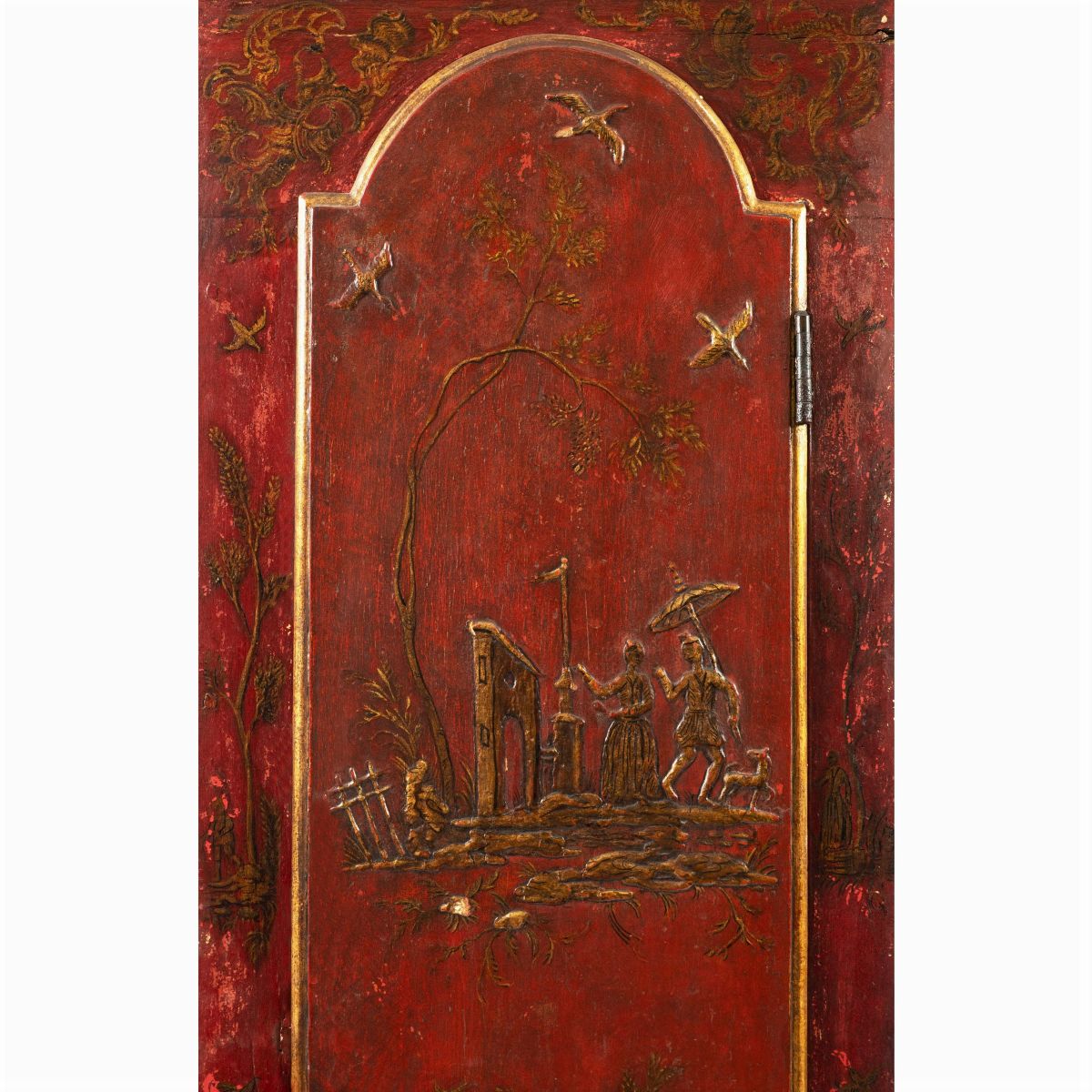 Orologio a Torre in Legno Laccato Rosso