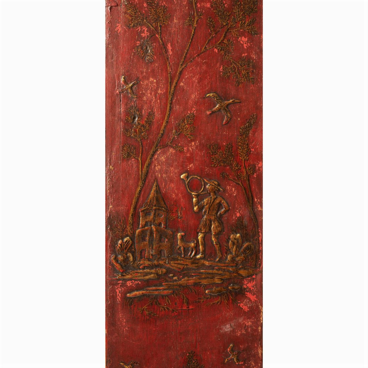 Orologio a Torre in Legno Laccato Rosso