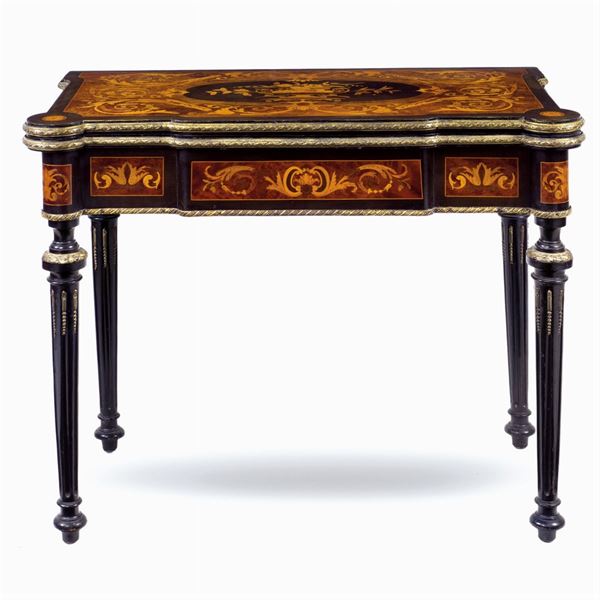 Ebonized wood game table