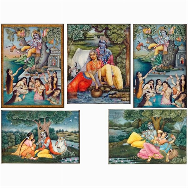Engraving group (5)  (India 19th century)  - Auction From Important Roman Collections - Colasanti Casa d'Aste