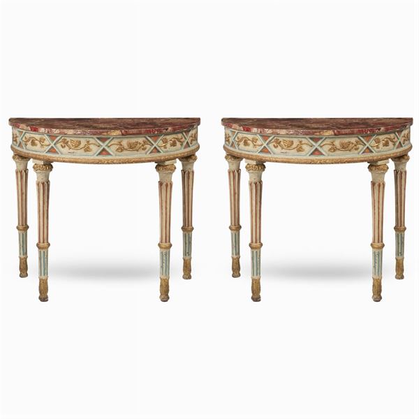 Pair of demilune consoles