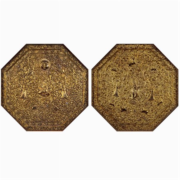 Pair of octagonal plates