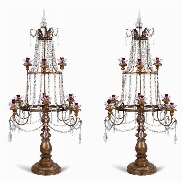 Pair of 12 lights chandeliers