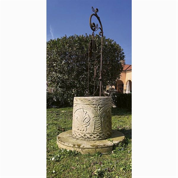Pozzo da giardino in pietra  (Italia, XIX-XX Sec.)  - Asta DIPINTI ANTICHI DA UNA PRESTIGIOSA DIMORA ROMANA - I - Colasanti Casa d'Aste