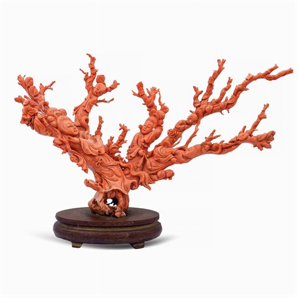 Coral group  (China, 19th-20th century)  - Auction From Important Roman Collections - Colasanti Casa d'Aste