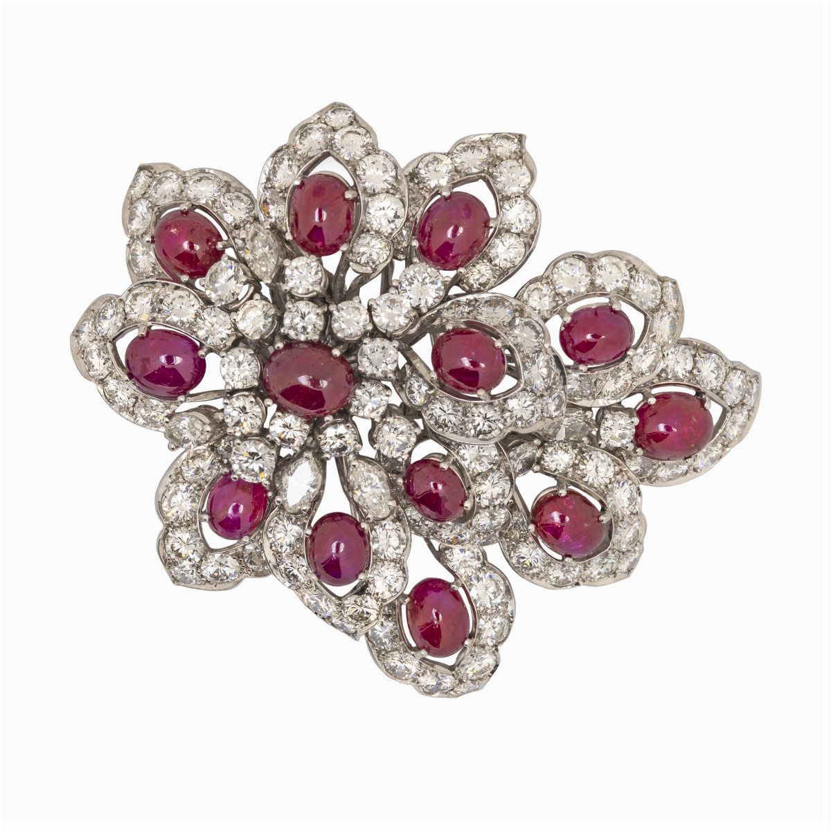 Importante Parure in Oro Bianco 18kt Rubini e Diamanti