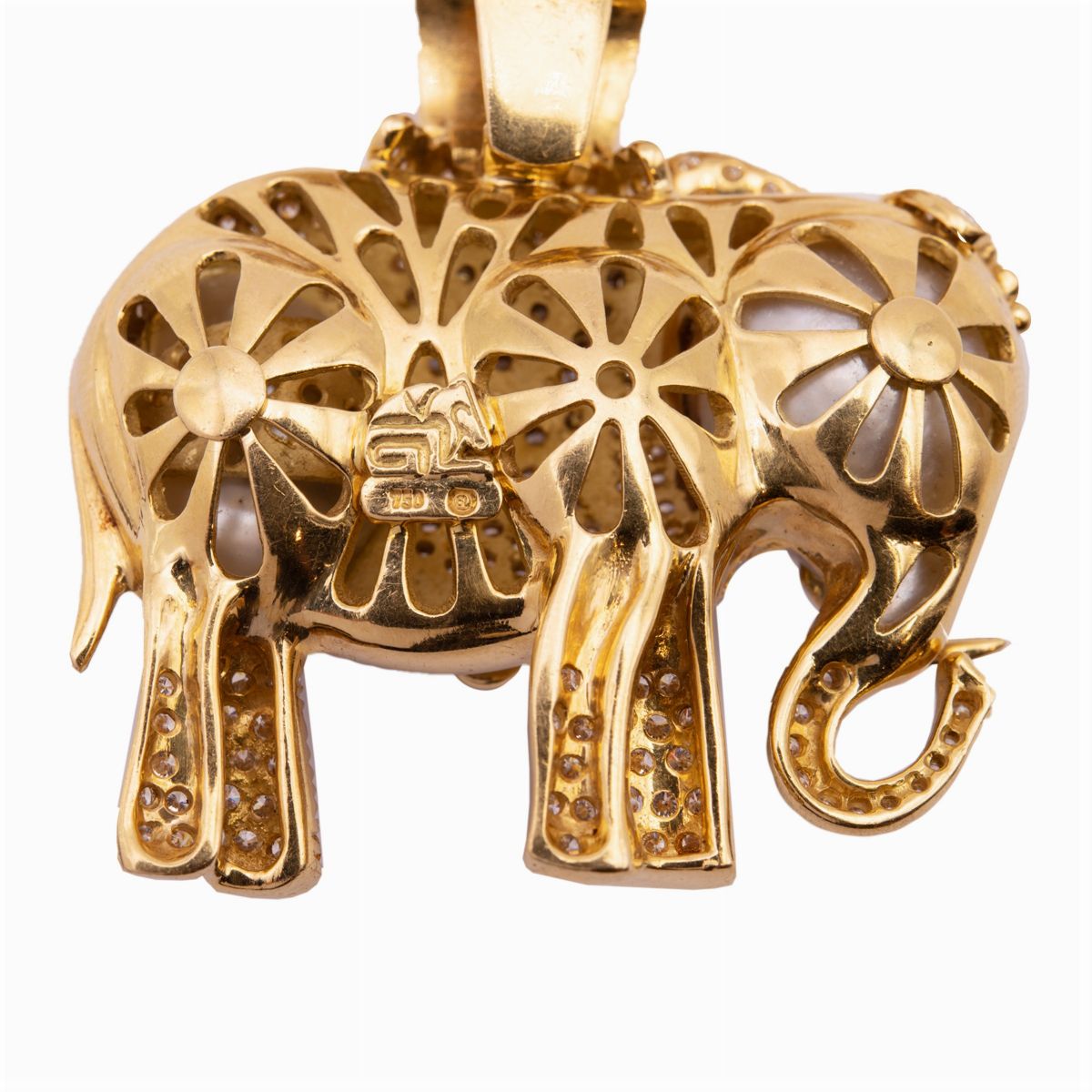 Pendente e Spilla Elefante in Oro Giallo 18kt
