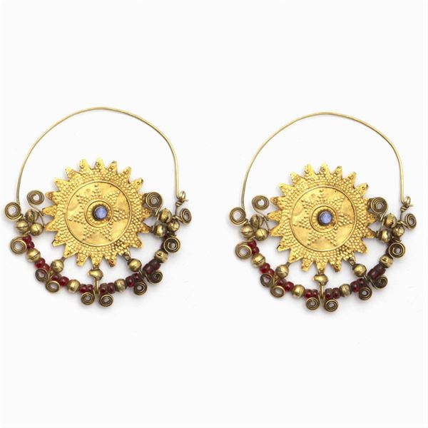 Antique gold and silver circle earrings