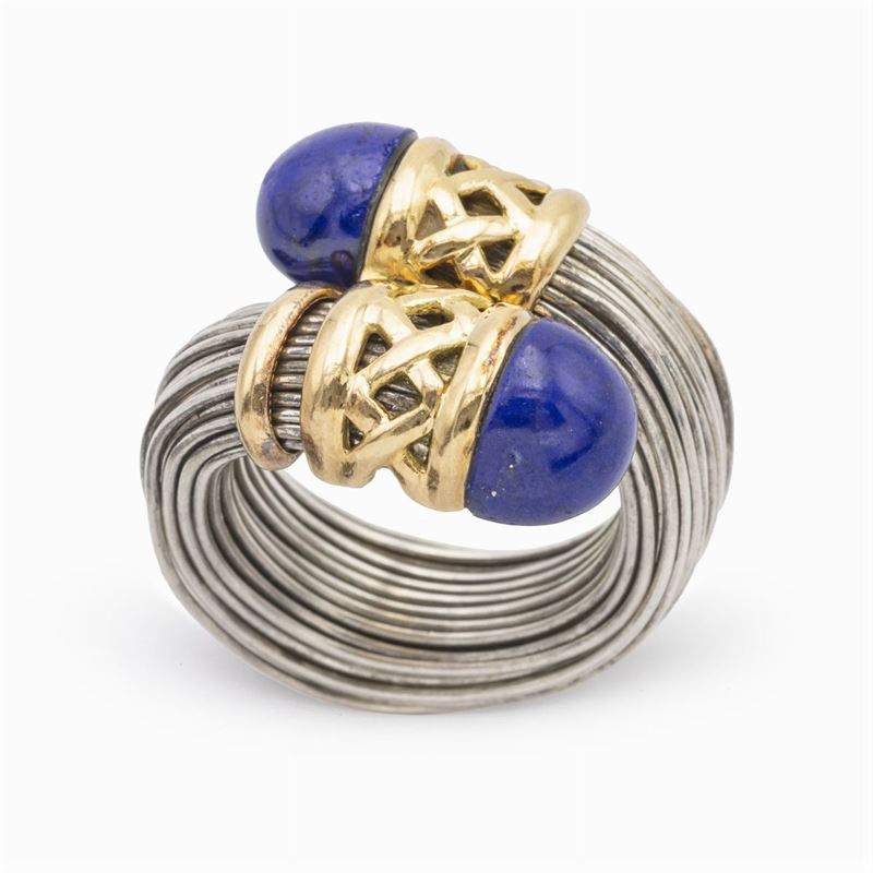 Anello Contrarié in Argento e Oro Giallo 18kt