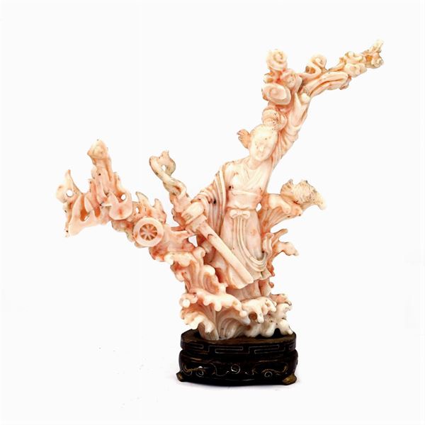 Coral group  (Oriental manufacture, 19th-20th century)  - Auction From Important Roman Collections - Colasanti Casa d'Aste