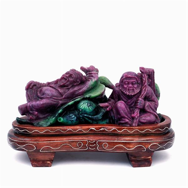 Zoisite group  (Oriental manufacture, 19th-20th century)  - Auction From Important Roman Collections - Colasanti Casa d'Aste