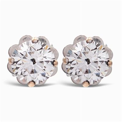 Orecchini in Oro Bianco 18kt e Due Diamanti