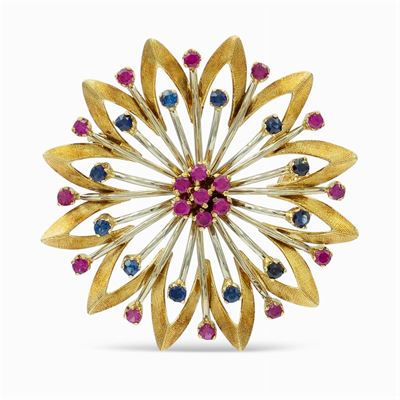 Spilla a Motivo Floreale in Oro Giallo 18kt
