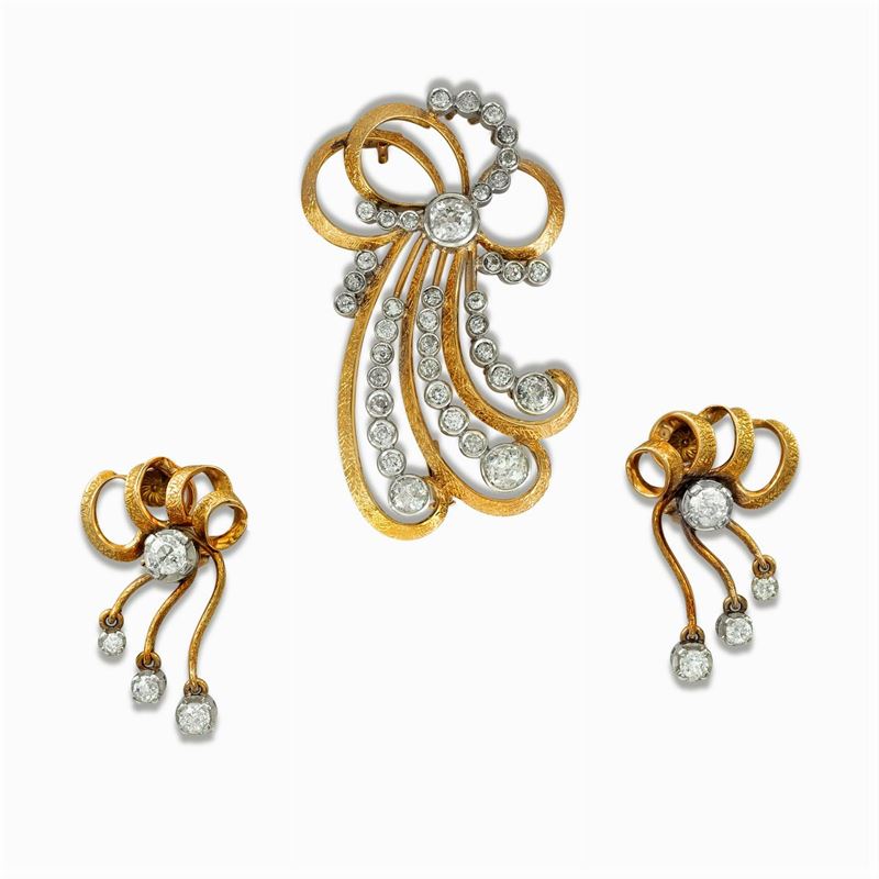 Parure in Oro Giallo e Bianco 18kt e Diamanti