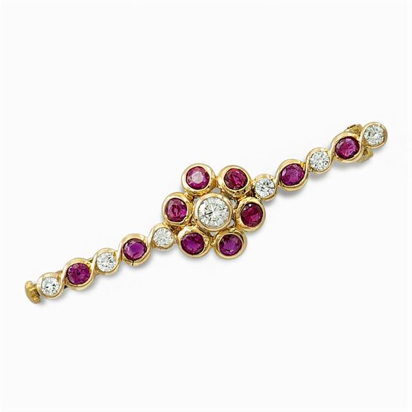 Spilla a barretta in oro giallo 18kt