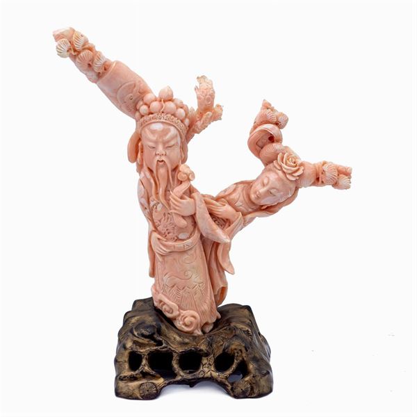 Pink coral group  (China, 20th century)  - Auction From Important Roman Collections - Colasanti Casa d'Aste