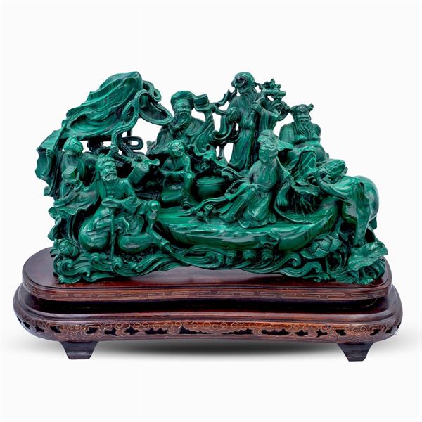 Malachite group  (China, 20th century)  - Auction From Important Roman Collections - Colasanti Casa d'Aste