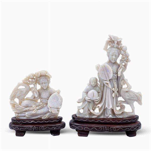 Two multi-color opal groups  (China, 20th century)  - Auction From Important Roman Collections - Colasanti Casa d'Aste