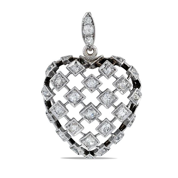 A heart-shaped pendant in rock crystal