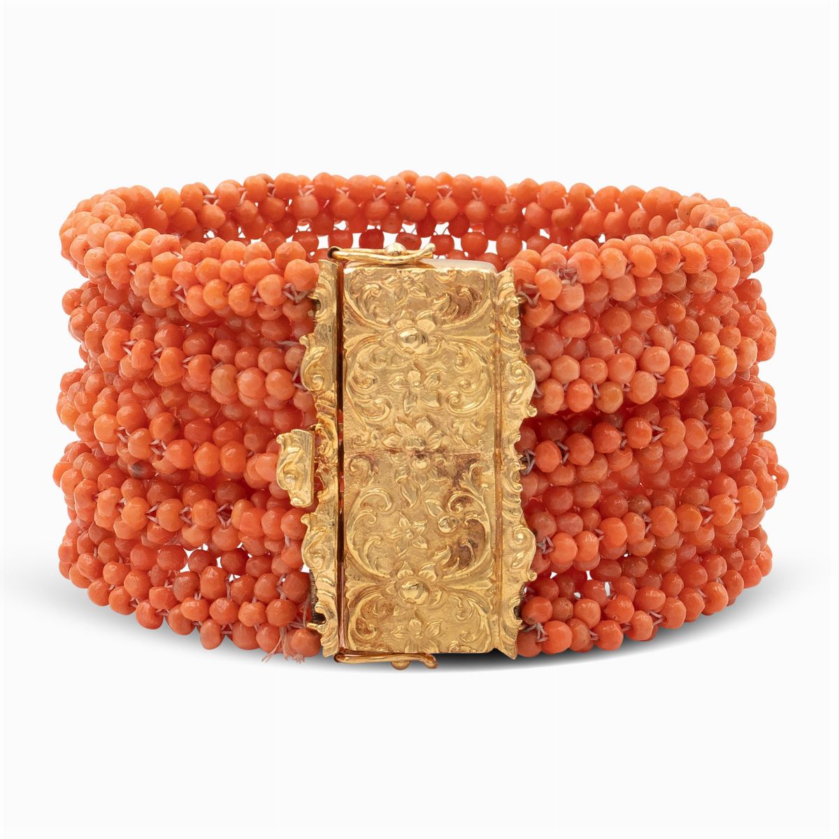 Bracciale a Tessuto in Corallo