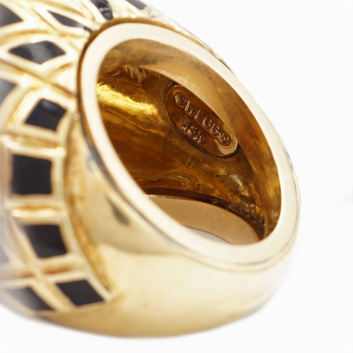 David Webb, Anello in Oro Giallo 18kt e Smalto Nero