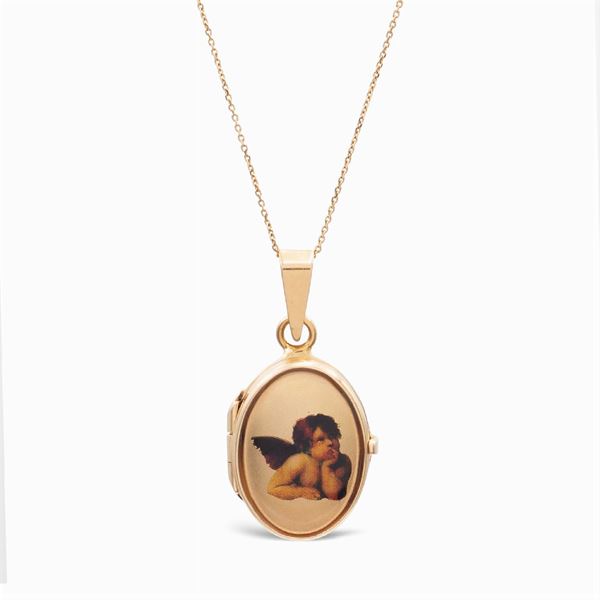 18kt gold frame pendant