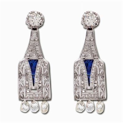 Orecchini Art Decò in Platino e Diamanti