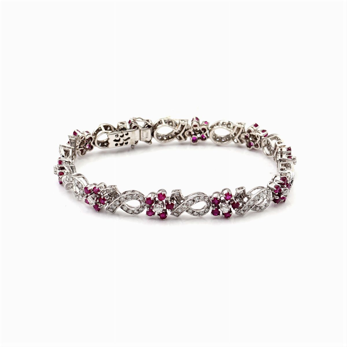 Bracciale a Motivo Floreale in Oro Bianco 18kt