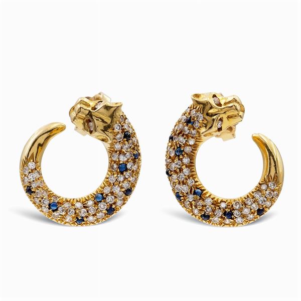 18kt gold panthers earrings
