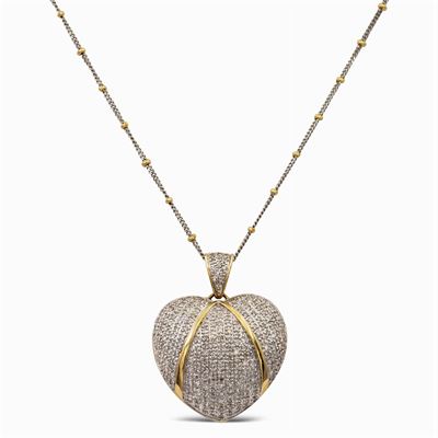 Pendente Cuore in Oro Giallo e Bianco 18kt