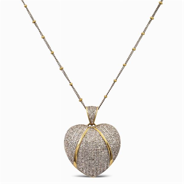 18kt yellow and white gold heart pendant  - Auction FINE JEWELS AND WATCHES - Colasanti Casa d'Aste