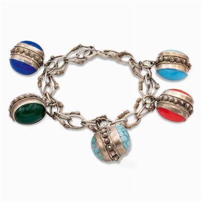 Bracciale Charms in Argento e Pietre Dure
