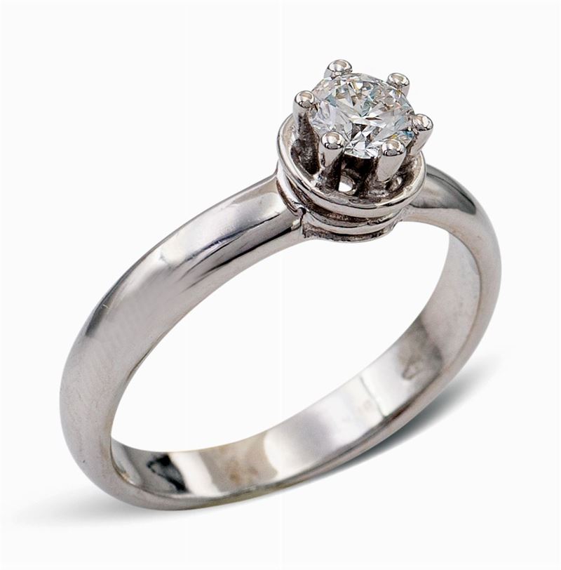 Anello Solitario in Oro Bianco 18kt con Diamante