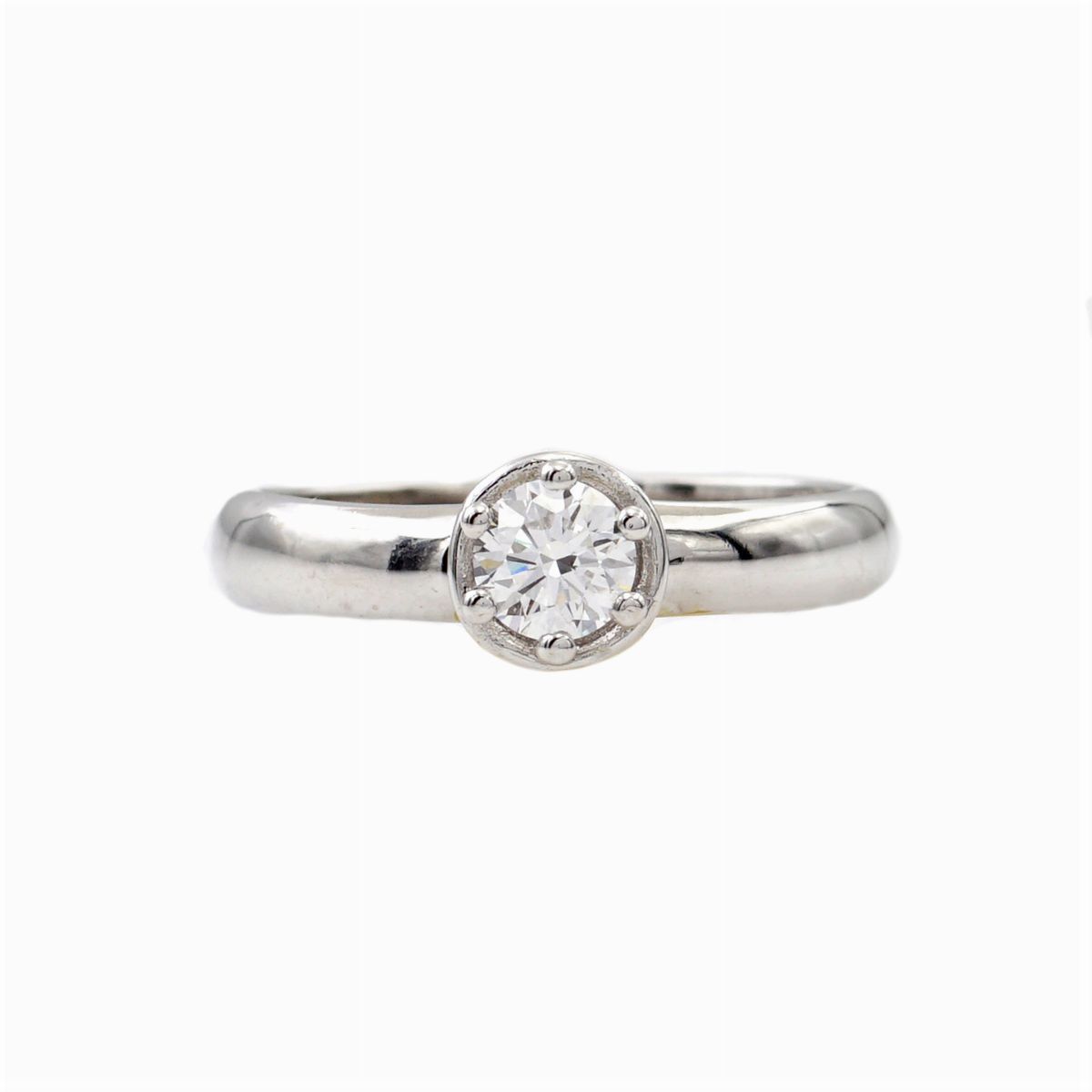 Anello Solitario in Oro Bianco 18kt con Diamante