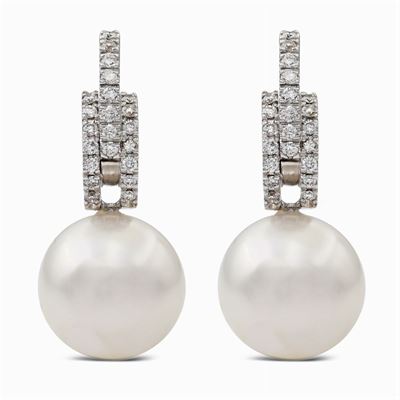 Orecchini in Oro Bianco 18kt e Perle South Sea