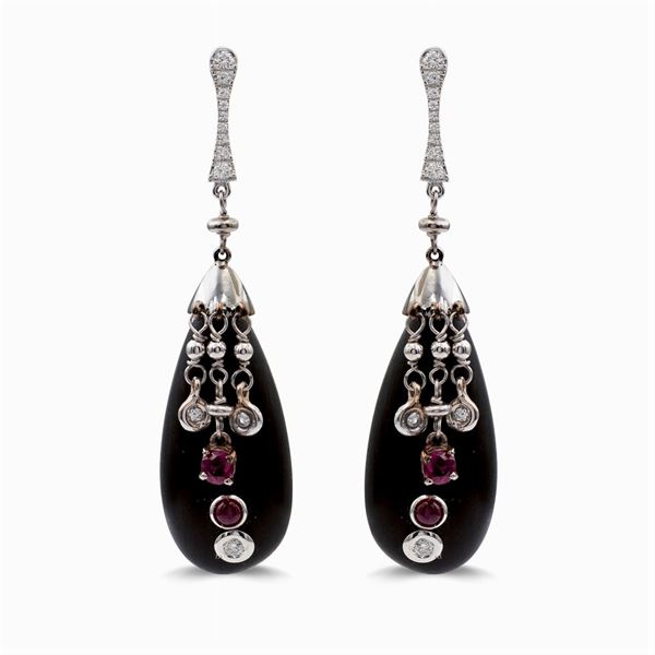 18kt white gold pendant earrings