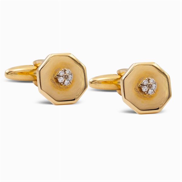 Gemelli di forma ottagonale in oro giallo 18kt
