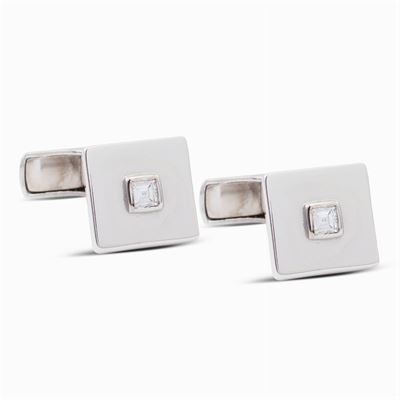 Gemelli di Forma Quadrata in Oro Bianco 18kt