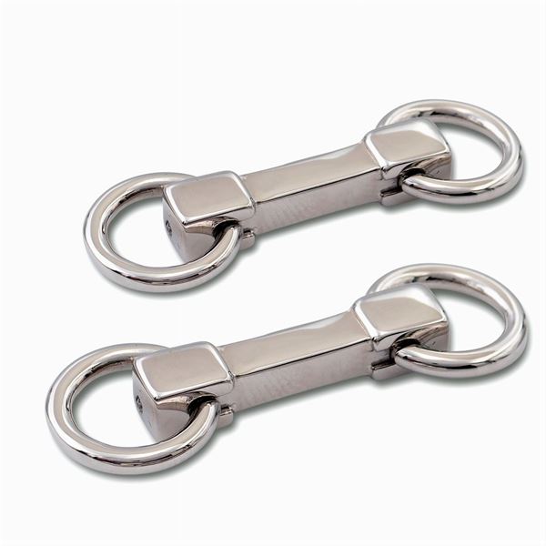 Gemelli staffa in oro bianco 18kt e diamanti