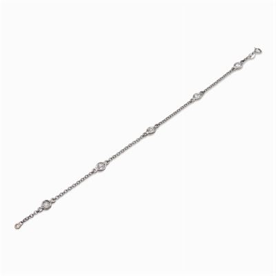 Bracciale in Oro Bianco 18kt con Cinque Diamanti