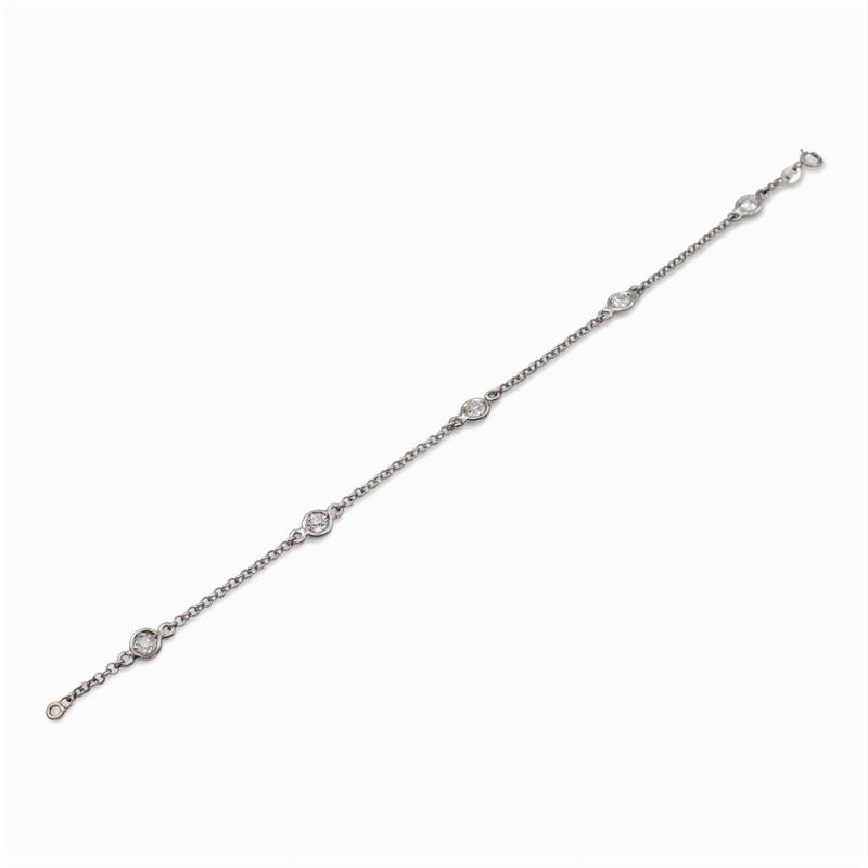 Bracciale in Oro Bianco 18kt con Cinque Diamanti