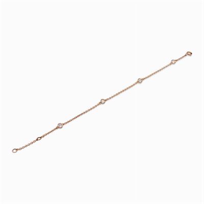 Bracciale in Oro Rosa 18kt con Quattro Diamanti