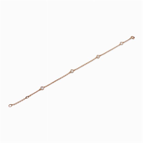 Bracciale in oro rosa  18kt con quattro diamanti