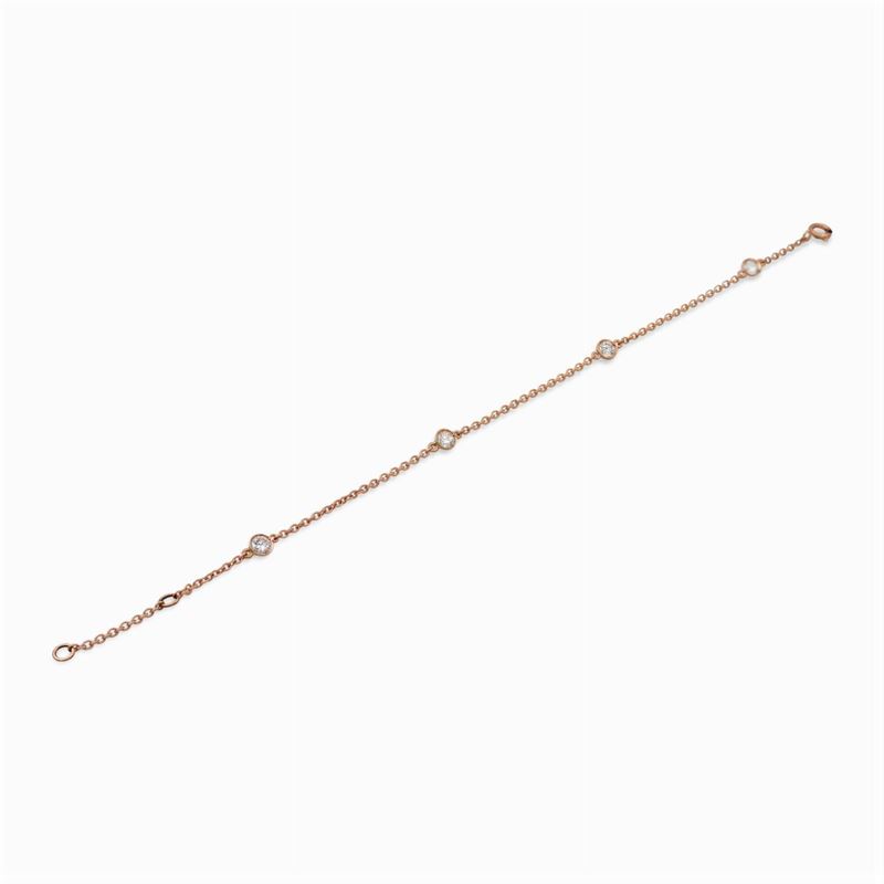 Bracciale in Oro Rosa 18kt con Quattro Diamanti