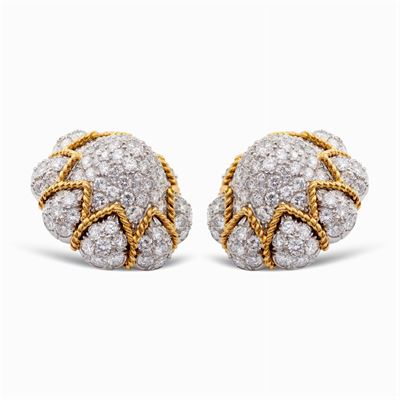 Orecchini in Oro Bianco e Giallo 18kt con Diamanti