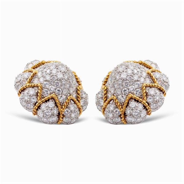 Orecchini in oro bianco e giallo 18kt con diamanti