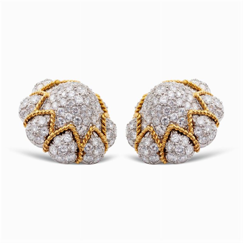 Orecchini in Oro Bianco e Giallo 18kt con Diamanti