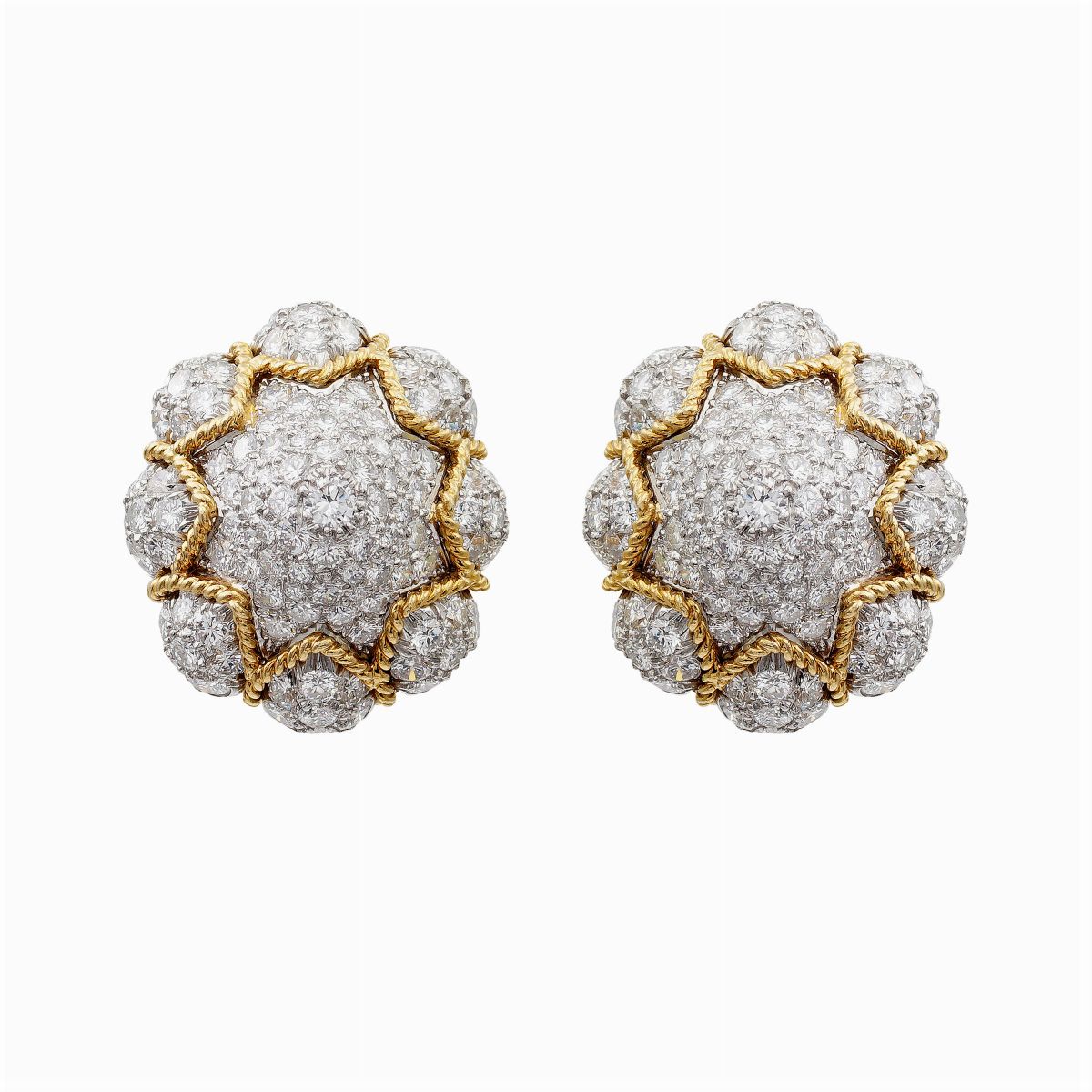 Orecchini in Oro Bianco e Giallo 18kt con Diamanti