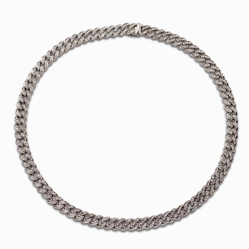 Petochi, Collier in Oro Bianco 18kt Maglia Groumette